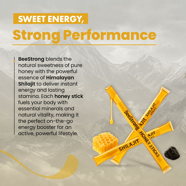 Beestrong Sticks- Shilajit Honey Sticks with 15 servings per container